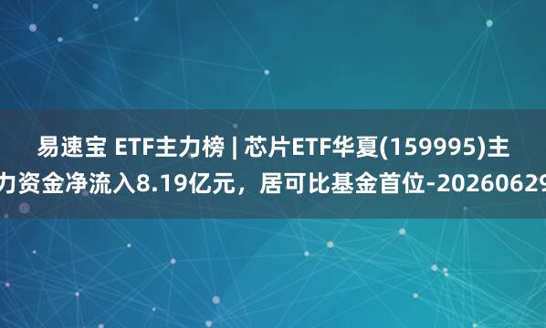 易速宝 ETF主力榜 | 芯片ETF华夏(159995)主力资金净流入8.19亿元，居可比基金首位-20260629